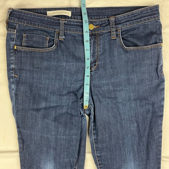 Anthropologie Pilcro Dark Wash Blue Jeans Sz 34 Stretch Denim Straight Mid-Rise - Picture 13 of 14